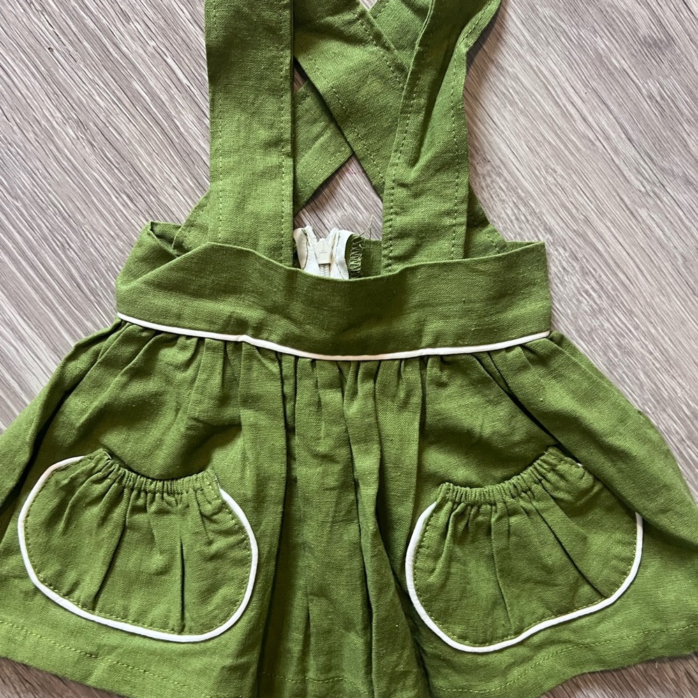Green Pinafore Dress with Pockets